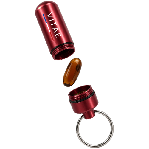 Étui Nomade VITAE rouge, porte-clés pour une gélule molle