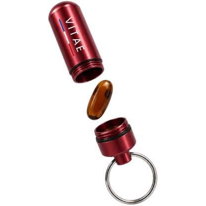 Étui Nomade VITAE rouge, porte-clés pour une gélule molle
